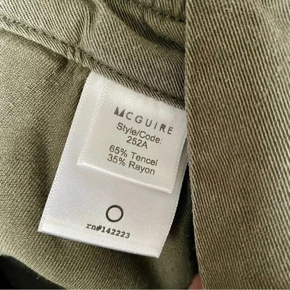 McGuire Olive Green Paperbag Crop Pants Tencel Blend High Rise Size 27 - Picture 12 of 12